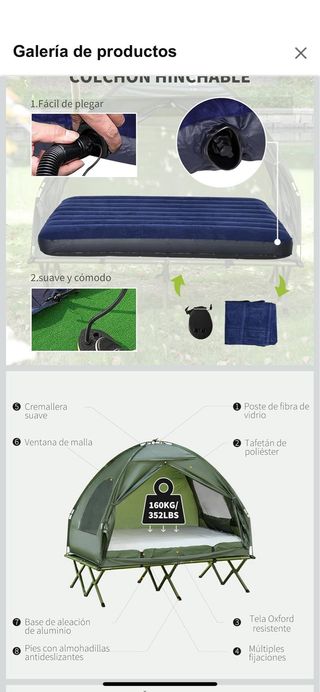 Tienda de campaña elevada 2 personas