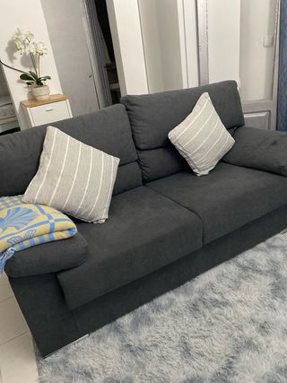 Sofá 3 plazas tela gris