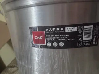 Olla CoK Aluminio 25L con Tapa Nueva