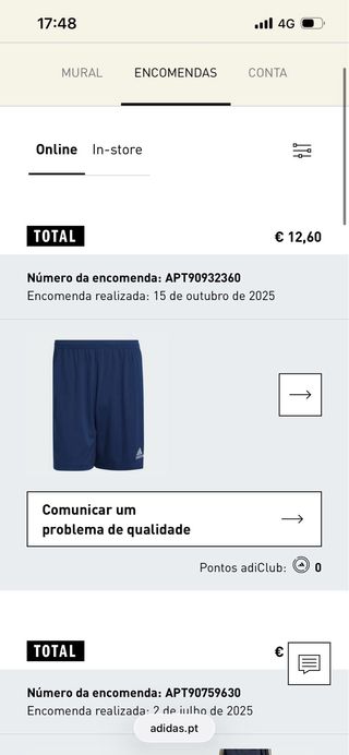 Calções Desporto Adidas Novos