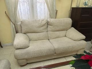 Conjunto sofás 3 plazas y 2 plazas beige