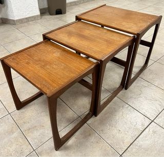 Mesitas apilables vintage madera