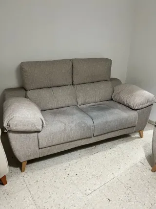 Sofá 3+2 plazas tela beige/gris