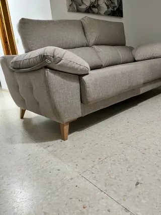 Sofá 3+2 plazas tela beige/gris