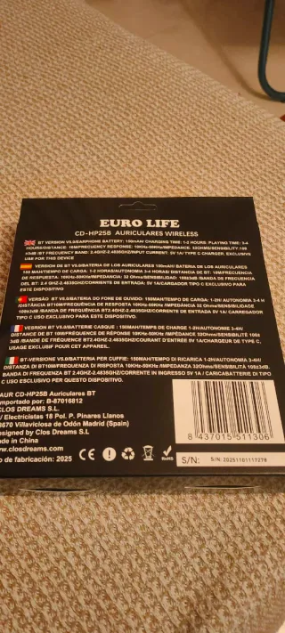 Auriculares Euro Life BT 5.0 Negros