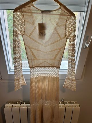 Vestido punto Zara beige M