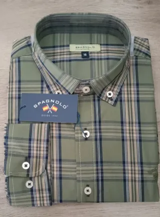 Camisa Spagnolo cuadros verde talla 16