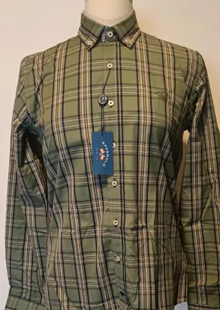 Camisa Spagnolo cuadros verde talla 16