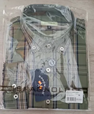 Camisa Spagnolo cuadros verde talla 16