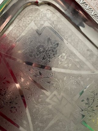 Bandeja Vintage Grabada Plateada