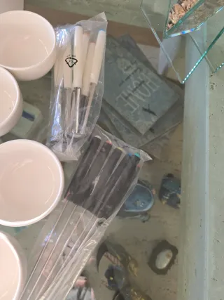 Set Fondue Metal y Mármol Nuevo