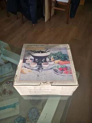 Set Fondue Metal y Mármol Nuevo