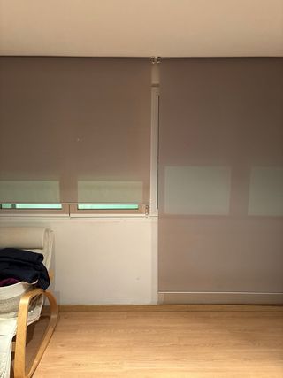 Cortina enrollable beige y gris 2 piezas