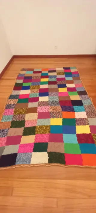 Manta lana artesanal,  patchwork