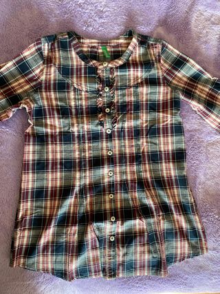 Camisa manga larga cuadros niña