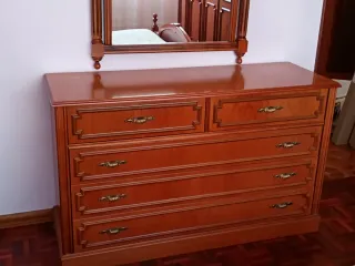 Cómoda y espejo madera vintage