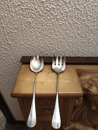 Cubiertos Ensalada Alfenide Plateados