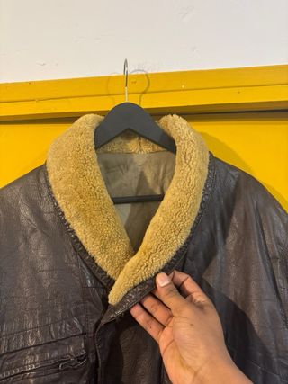 Chaqueta Cuero Aviador Vintage Marrón