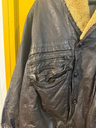 Chaqueta Cuero Aviador Vintage Marrón
