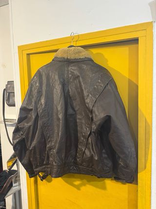 Chaqueta Cuero Aviador Vintage Marrón