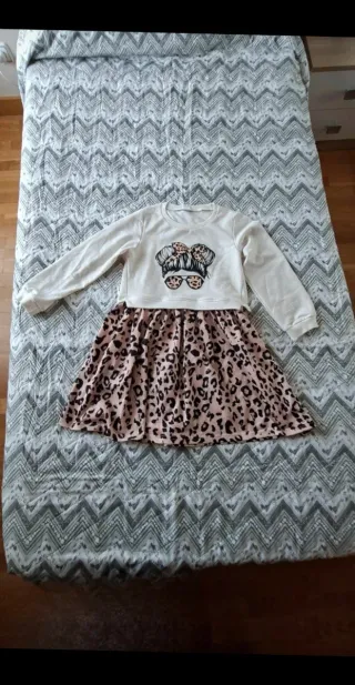 Vestido de niña, de manga larga, talla 7 años