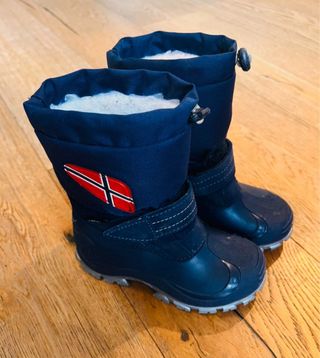 Stivali da neve blu con bandiera Norvegese