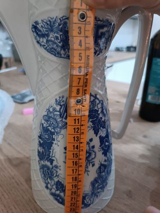 Brocca e Bicchieri Ceramica Blu e Bianco