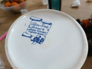 Brocca e Bicchieri Ceramica Blu e Bianco