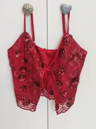 Top lentejuelas rojo