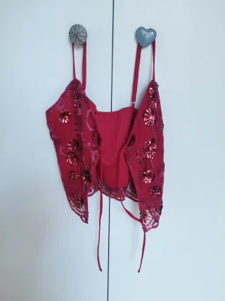 Top lentejuelas rojo