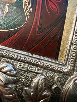 Icono Bizantino antiguo Plata de Ley