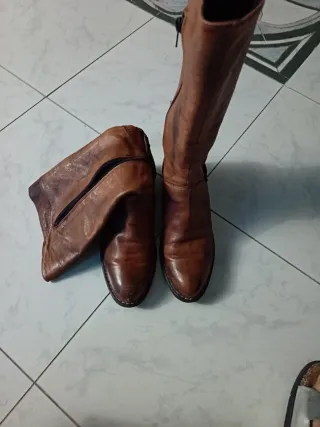 Stivali vintage in pelle marrone