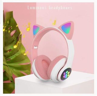 Auriculares bluetooth de gato para niñ@s luz LED