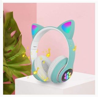 Auriculares bluetooth de gato para niñ@s luz LED