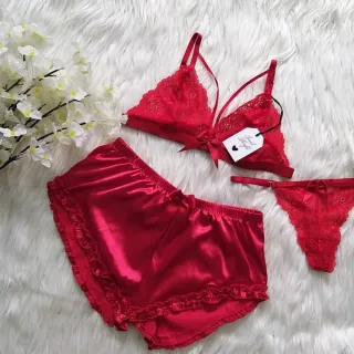 Conjunto lencería encaje negro