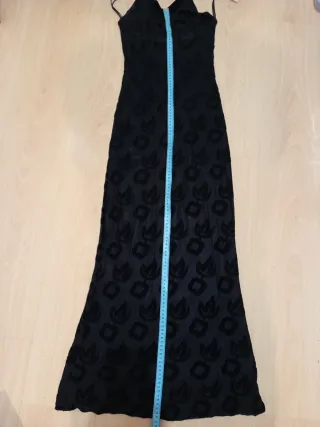 Vestido largo negro halter, estampado terciopelo