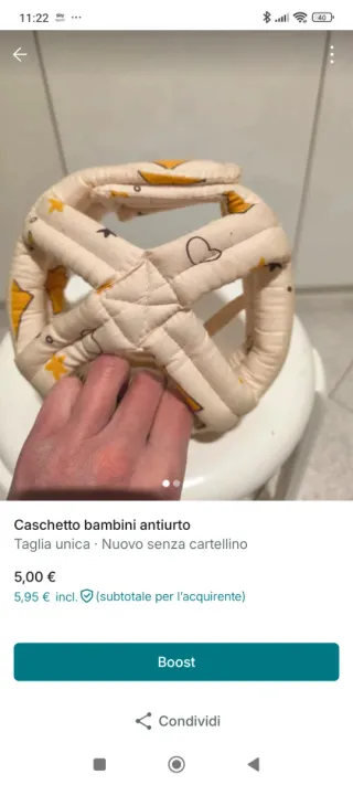 Caschetto bimbi antiurto