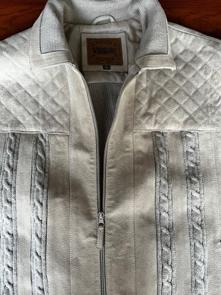 Chaqueta Piel y Punto Beige/Gris