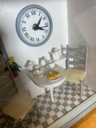 DIORAMA VINTAGE LEGNO CUCINA OROLOGIO MODELLINO