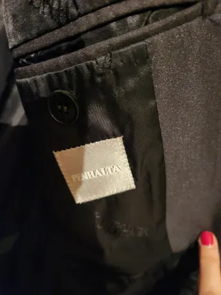 Traje de Novio Penhalta Negro/Plateado con chaqué