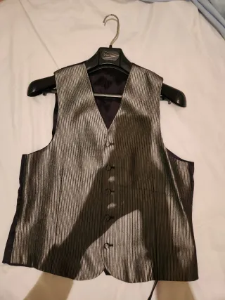 Traje de Novio Penhalta Negro/Plateado con chaqué