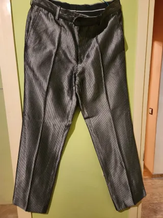 Traje de Novio Penhalta Negro/Plateado con chaqué