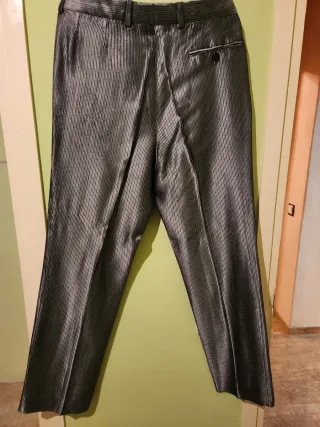 Traje de Novio Penhalta Negro/Plateado con chaqué