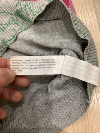 Jersey Desigual Flores y Rostros Gris Rosa