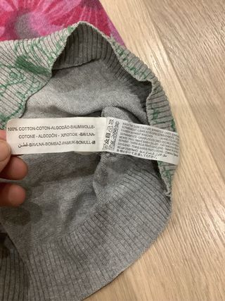 Jersey Desigual Flores y Rostros Gris Rosa