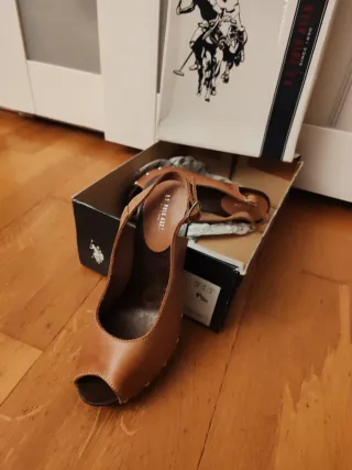 Sandalias de tacón Polo piel marrones