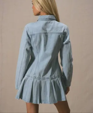 MUSERA Vestido Denim Patinador Azul