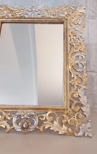 Espejo Antiguo Bronce Dorado y Plateado