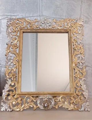 Espejo Antiguo Bronce Dorado y Plateado