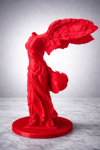 Scultura Nike Samotracia Design 3D Rossa